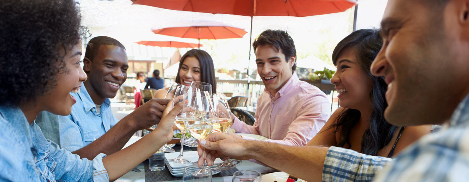 a group of people eating at a table