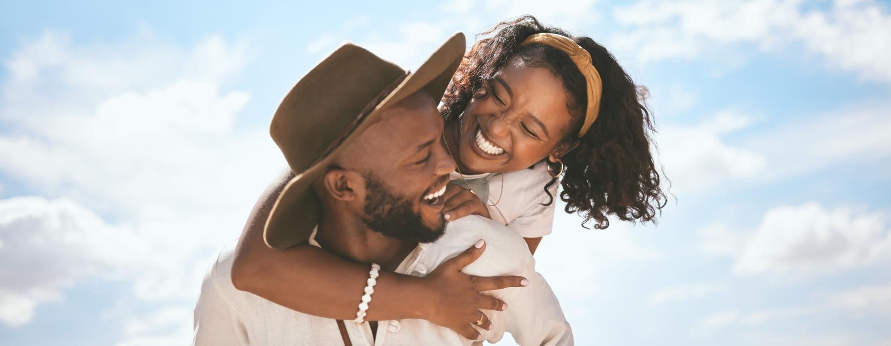 a man and woman kissing